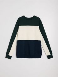 Bluza crewneck color-block - zielony. Zielone bluzy męskie Sinsay, l, bez wzorów, bez kaptura. Za 49.99 zł.