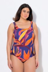 Damskie Strój kąpielowy bez miękkich miseczek okrągły dekolt. Czarne kostiumy jednoczęściowe damskie Ulla Popken, plus size, bez wzorów, z elastanu, sportowe, plus size, do pływania. Za 199.99 zł.