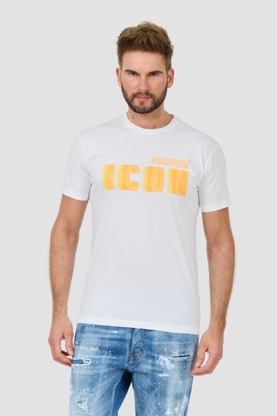 DSQUARED2 Biały męski t-shirt Icon Blur Cool Fit Tee, Rozmiar XL. Białe t-shirty męskie Dsquared2, l, bez wzorów, bez kołnierzyka. W wyprzedaży za 525.99 zł.