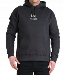 LEE LOGO LOOSE HOODIE MĘSKA BLUZA WASHED BLACK L83UTJON 112144595. Czarne bluzy męskie Lee, l, bez wzorów, z kapturem. Za 129.99 zł.