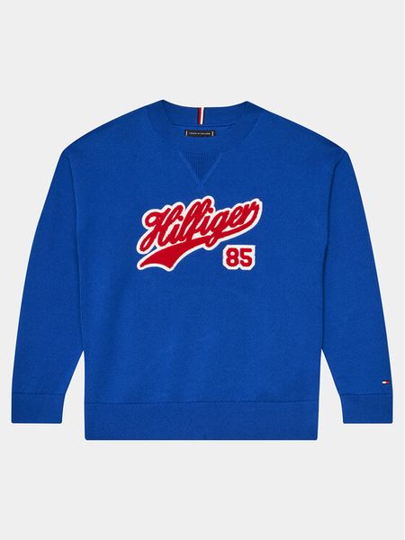Tommy Hilfiger Bluza Script KB0KB08724 D Niebieski Regular Fit. Niebieskie bluzy dla chłopców Tommy Hilfiger, bez wzorów, z bawełny, bez ramiączek, bez kaptura. Za 329.99 zł.