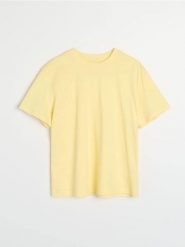 Bawełniana koszulka basic - yellow jeans. Żółte t-shirty damskie Sinsay, l, bez wzorów, z bawełny, bez kołnierzyka. Za 19.99 zł.