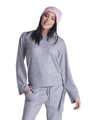 Damska bluza z okrągłym dekoltem i sznurowanymi cekinami. Szare bluzy damskie LEONE 1947 APPAREL, l, bez wzorów, z polaru, bez kaptura, na fitness i siłownię. Za 84.16 zł.