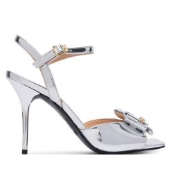 Sandały LOVE MOSCHINO. Szare sandały damskie Love Moschino, bez wzorów, bez obcasa, na szpilce, bez zapięcia. Za 1,099.00 zł.