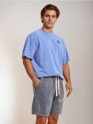 Luźne szorty wiązane w talii - szary. Szare szorty męskie Sinsay, l, bez wzorów, z jeansu. Za 39.99 zł.