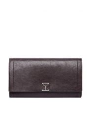 Calvin Klein Portfel Emblem Hw Long Bifold LV04F1316G Brązowy. Brązowe portfele damskie Calvin Klein, bez wzorów, ze skóry. Za 329.99 zł.