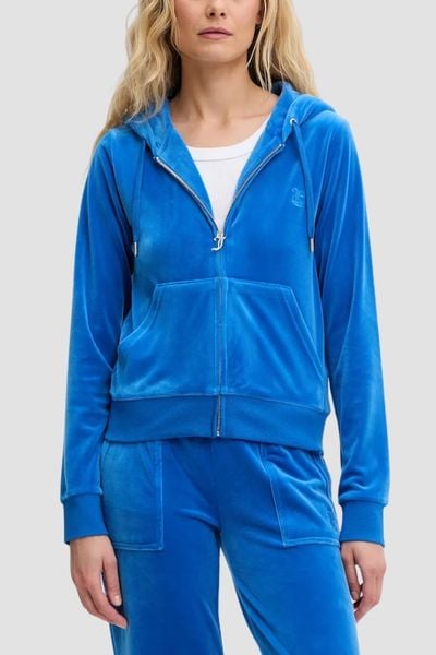 JUICY COUTURE Chabrowa bluza damska Robertson Hoodie, Rozmiar L. Niebieskie bluzy damskie Juicy Couture, l, bez wzorów, z materiału, z kapturem. W wyprzedaży za 370.99 zł.