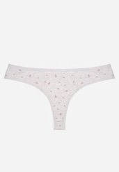 Jasnoszare Majtki Stringi z Bawełną w Kwiaty Calylia. Szare stringi damskie Born2be, l, bez wzorów, z bawełny. Za 5.99 zł.