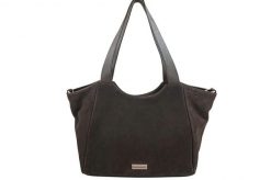 Torebka damska zamszowa typu worek - Brązowa ciemna. Brązowe torebki shopper damskie Barberinis, bez wzorów, z jeansu, biznesowe, na ramię, duże, pikowane, bez dodatków. Za 306.99 zł.