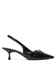 Stuart Weitzman Czółenka Georgie Slingback 50 SM977 Czarny. Czarne czółenka damskie Stuart Weitzman, bez wzorów, ze skóry, bez obcasa, bez zapięcia. Za 1,889.00 zł.