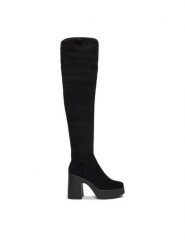 DeeZee Kozaki 22066-1 Czarny. Czarne kozaki damskie DeeZee, z materiału, bez obcasa, na słupku. Za 229.99 zł.