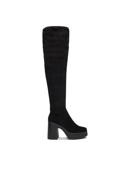 DeeZee Kozaki 22066-1 Czarny. Czarne kozaki damskie DeeZee, z materiału, bez obcasa, na słupku. Za 229.99 zł.