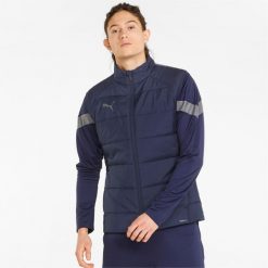 Kamizelka męska Puma TeamLiga Vest Jacket. Niebieskie kurtki sportowe męskie Puma, l, bez wzorów, do piłki nożnej. Za 360.35 zł.