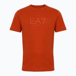 Koszulka męska EA7 Emporio Armani Visibility Cotton Crew. Czerwone koszulki sportowe męskie EA7 Emporio Armani, l, bez wzorów, z bawełny, bez kołnierzyka, bez ramiączek, na fitness i siłownię. Za 199.99 zł.