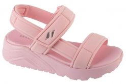 Sandały dziewczęce, Uno Lite Sandal - Sunny Stand. Czerwone sandały dziewczęce Skechers, z materiału, bez zapięcia. Za 149.99 zł.