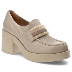 Beżowe Półbuty Lemar Wygodne Skórzane Buty. Brązowe półbuty damskie Lemar, na wiosnę, bez wzorów, ze skóry, eleganckie, bez obcasa, na obcasie, bez zapięcia. Za 369.00 zł.