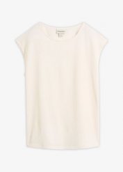 T-shirt z materiału ze strukturą. Białe bluzki damskie bonprix, bez wzorów, bez kołnierzyka, bez ramiączek. Za 67.99 zł.