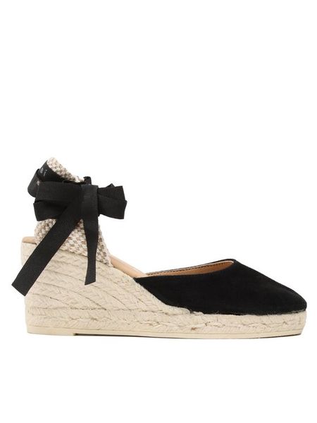 Manebi Espadryle Soft Suede Low Wedge Espadrilles K 1.0 WL Czarny. Czarne sandały damskie Manebi, bez wzorów, ze skóry, bez obcasa, bez zapięcia. Za 489.99 zł.
