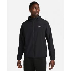 Męskie kurtka z kapturem FORM DRI-FIT HOODED. Czarne kurtki męskie Nike, m, bez wzorów, z materiału, do biegania, dri-fit (nike). Za 314.50 zł.
