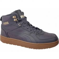 Buty do chodzenia męskie Puma Rebound Rugged. Szare buty sportowe męskie Puma, z gumy, bez zapięcia, trekkingowe. Za 399.99 zł.