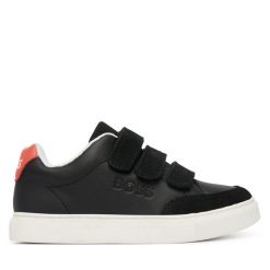 Sneakersy BOSS. Czarne trampki i tenisówki chłopięce Boss, bez wzorów, bez zapięcia. Za 424.99 zł.