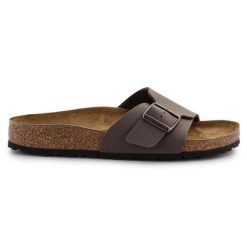 Klapki Birkenstock Catalina Bs W 1026510 brązowe. Brązowe klapki damskie bez wzorów, z materiału, eleganckie, bez obcasa. Za 642.59 zł.