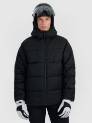 4F Kurtka narciarska membrana 5000 męska - czarna M. Czarne kurtki snowboardowe męskie 4f, m, bez wzorów, bez kaptura, narciarskie. Za 499.99 zł.