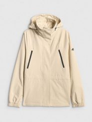 4F Parka przejściowa membrana 5000 damska - beżowa L. Brązowe płaszcze damskie 4f, l, bez wzorów, ze skóry, bez kaptura. Za 399.99 zł.