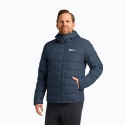 Kurtka puchowa męska Jack Wolfskin Ather Down Hoody. Niebieskie kurtki męskie Jack Wolfskin, m, bez wzorów, z puchu, trekkingowe. Za 759.99 zł.