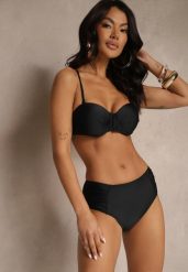 Czarne Bikini Figi i Usztywniany Biustonosz z Marszczeniem Vintelle. Czarne bikini damskie Renee, na lato, bez wzorów. Za 59.99 zł.