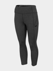 4F Legginsy treningowe 7/8 szybkoschnące damskie XS. Czarne legginsy damskie 4f, xs, bez wzorów, z dzianiny, z podwyższonym stanem, na fitness i siłownię. W wyprzedaży za 69.99 zł.