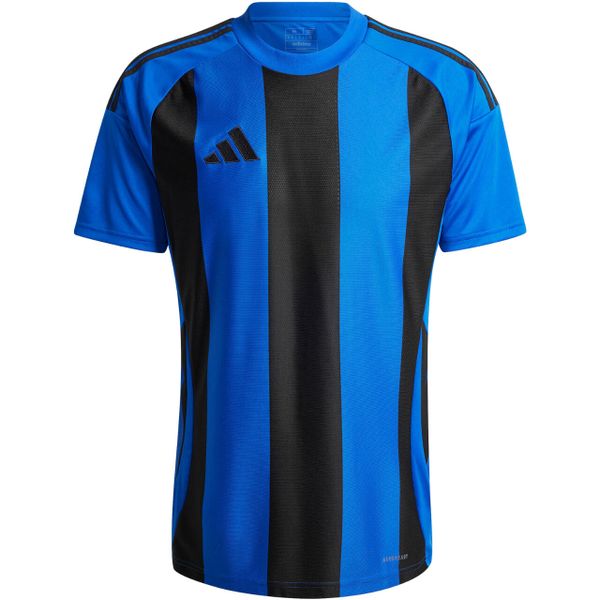 Koszulka męska adidas Striped 24 Jersey. Niebieskie koszulki sportowe męskie Adidas, m, bez wzorów, z jersey, bez kołnierzyka, bez ramiączek, do piłki nożnej. Za 99.00 zł.