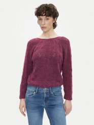 Pepe Jeans Sweter Nova PL702239 Różowy Regular Fit. Czerwone swetry damskie Pepe Jeans, xs, bez wzorów, z jeansu, bez kołnierzyka, bez ramiączek, bez kaptura. Za 329.99 zł.