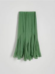 Spódnica maxi z lyocellem - zielony. Zielone spódnice damskie Reserved, l, bez wzorów, z lyocellu, maxi. W wyprzedaży za 59.99 zł.