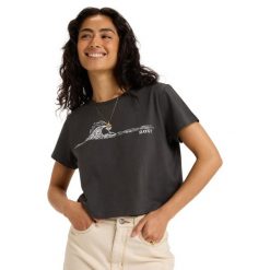 Koszulka z krótkim rękawem dla Kobiety PEOPLE SPEAK. Czarne koszulki sportowe damskie Roxy, m, bez wzorów, z bawełny, bez kołnierzyka, bez ramiączek. Za 129.99 zł.