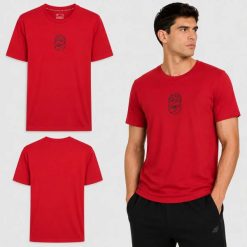 T-SHIRT MĘSKI 4F KOSZULKA SPORTOWA Z NADRUKIEM 1 BAWEŁNA M3328 SS26. Niebieskie koszulki sportowe męskie 4f, m, bez wzorów, z bawełny, bez kołnierzyka, bez ramiączek, na fitness i siłownię. Za 181.97 zł.