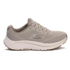 Buty do biegania damskie Skechers 129052TPE. Brązowe obuwie sportowe damskie Skechers, bez wzorów, z materiału, do biegania. Za 393.00 zł.
