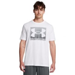 Under Armour UA M BOXED SPORTS UPDATED SS Koszulka męska. Białe koszulki sportowe męskie Under Armour, l, bez wzorów, z bawełny, bez kołnierzyka, bez ramiączek, na fitness i siłownię. W wyprzedaży za 90.99 zł.