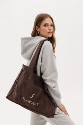 TORBA POPPY CZEKOLADOWA One size - Flawless. Brązowe torebki shopper damskie Flawless, bez wzorów, na ramię, bez dodatków. Za 249.00 zł.
