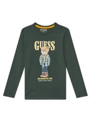 Guess Bluzka L5BI09I3Z14 Zielony Regular Fit. Zielone t-shirty dla chłopców Guess, z aplikacjami, z bawełny, bez ramiączek. Za 79.99 zł.