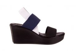 Sandały Bayla-116 16157 Black Navy White, Czarny/ Granat/ Biały, Materiał - 39. Czarne sandały damskie Bayla, bez wzorów, z materiału, bez obcasa, na koturnie, bez zapięcia. W wyprzedaży za 62.10 zł.