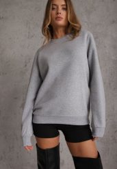 Jasnoszara Bluza ze Ściągaczami na Dole przy Szyi i przy Rękawach Emberlie. Szare bluzy męskie Renee, l, bez wzorów, z dresówki, bez kaptura. Za 59.99 zł.