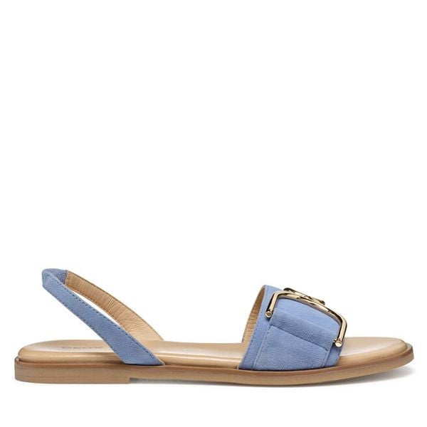 Sandały Geox. Niebieskie sandały damskie Geox, bez wzorów, bez obcasa, na płaskiej podeszwie, bez zapięcia. Za 339.99 zł.