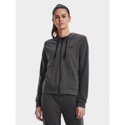 Bluza sportowa damska Under Armour Rival Terry Full Zip Hoodie. Czarne bluzy sportowe damskie Under Armour, xs, bez wzorów, z kapturem, na fitness i siłownię. W wyprzedaży za 167.65 zł.