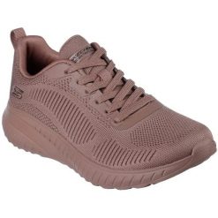 Buty sportowe damskie Skechers Bobs Squad Chaos-Face Off. Brązowe obuwie sportowe damskie Skechers, bez wzorów, z materiału, na fitness i siłownię. Za 390.00 zł.