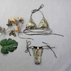 Bikini z wzorem zwierzęcym odporne na chlor i słoną wodę Lenke. Żółte bikini damskie Intica, na lato, s, bez wzorów. Za 139.00 zł.