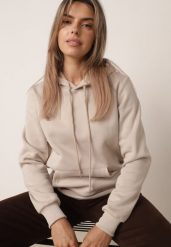 Beżowa Bluza z Troczkami i Kapturem Sondos. Brązowe bluzy sportowe damskie Born2be, l, bez wzorów, z polaru, z kapturem, trekkingowe. Za 59.99 zł.