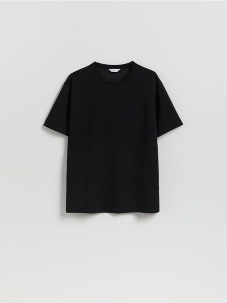 T-shirt regular fit z modalem - czarny. Czarne t-shirty męskie Reserved, l, bez wzorów, z dzianiny, bez kołnierzyka. Za 89.99 zł.