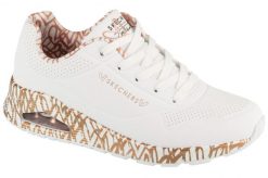 Buty sportowe Sneakersy damskie, Uno-Loving Love. Białe obuwie sportowe damskie Skechers, bez wzorów, z materiału, trekkingowe. Za 369.99 zł.
