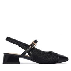 Czółenka Caprice. Czarne czółenka damskie Caprice, bez wzorów, bez obcasa, bez zapięcia. Za 339.99 zł.